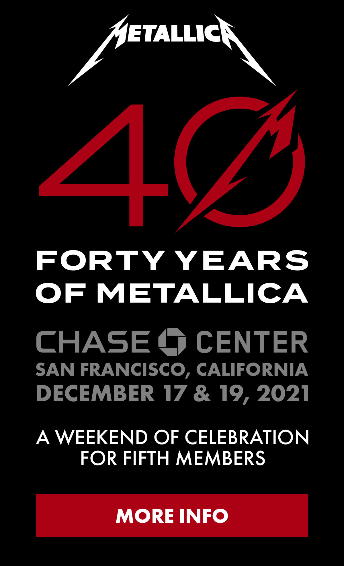METALLICA CELEBRATES TURNING 40 WITH TWO UNIQUE SHOWS IN SAN FRANCISCO