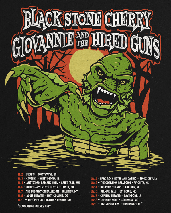Black Stone Cherry Announces Co-Headline Tour with Giovannie and The Hired Guns - Run Begins Nov. 2 in Ft. Wayne, IN