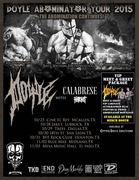 The Abomination Continues: DOYLE to Kick Off “Abominator Tour 2015” on September 25th