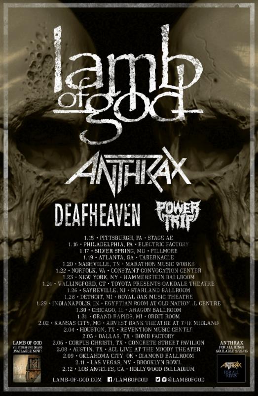 LAMB OF GOD Announces Additional U.S. Tour Support from DEAFHEAVEN and POWER TRIP + 2 New Dates