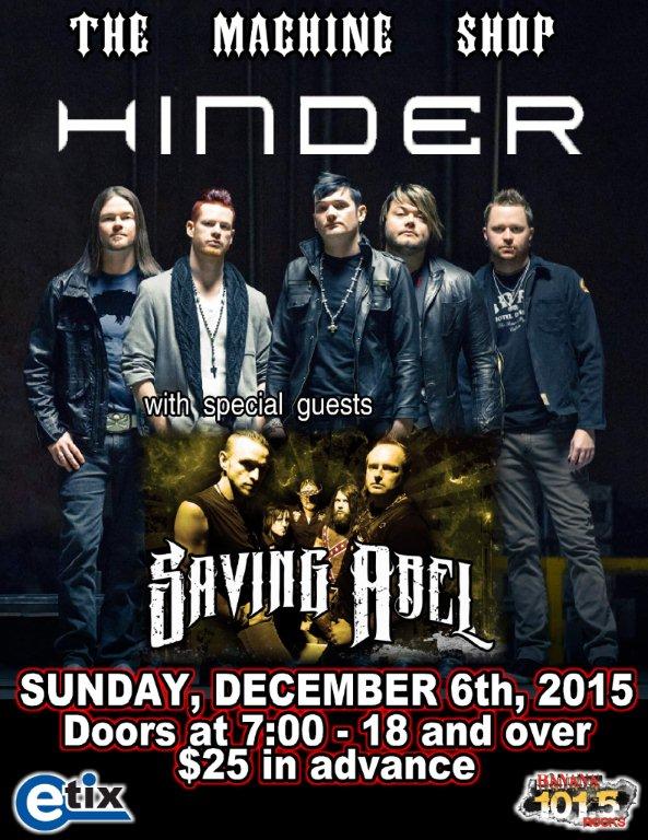 Hinder to play The Machine Shop on December 6th