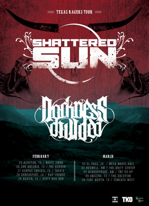 SHATTERED SUN Announces 'Texas Ragers' Tour Dates with Darkness Divided