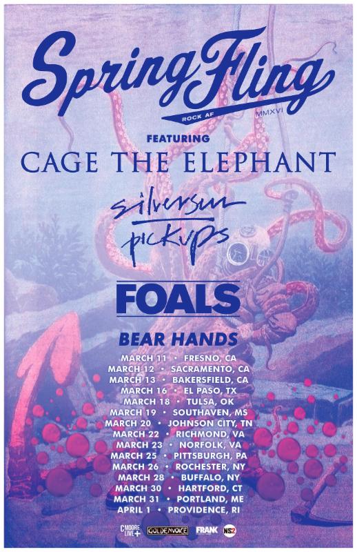 CAGE THE ELEPHANT, SILVERSUN PICKUPS, FOALS, AND BEAR HANDS TO EMBARK ON SPRING FLING ROCK AF 2016 THIS MARCH