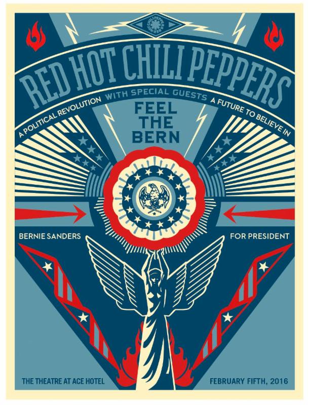 RED HOT CHILI PEPPERS TO TAKE THE STAGE FOR A SPECIAL FUNDRAISER CONCERT TO BENEFIT PRESIDENTIAL CANDIDATE BERNIE SANDERS