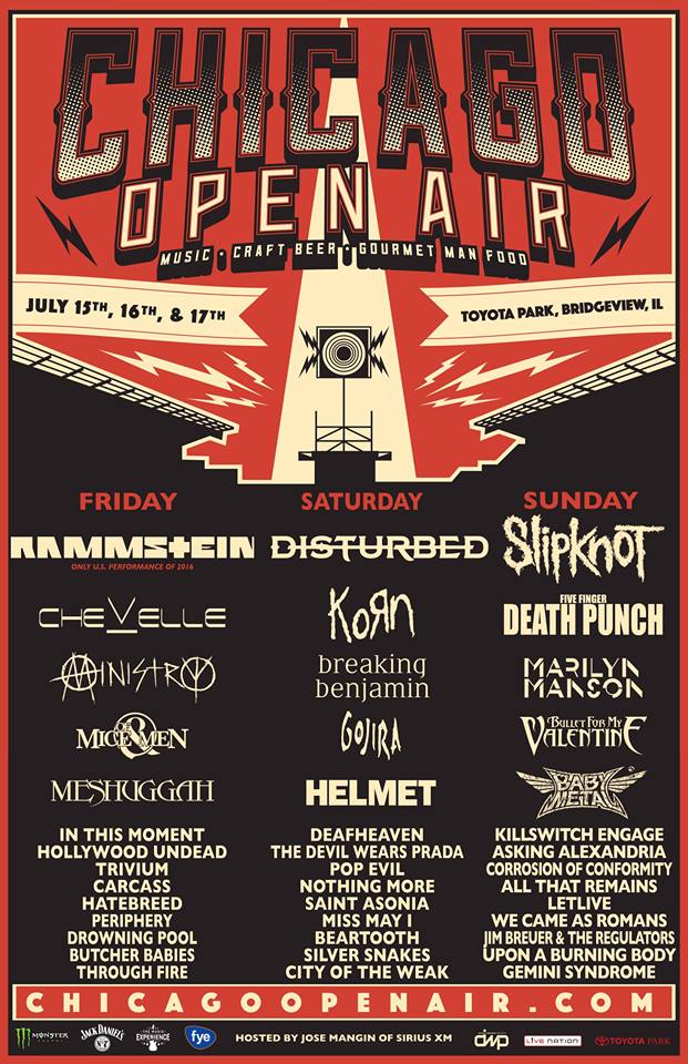 Chicago Open Air: Rammstein, Disturbed, Slipknot, Chevelle, Korn, Five Finger Death Punch & More Lead Spectacular Lineup July 15-17 at Toyota Park