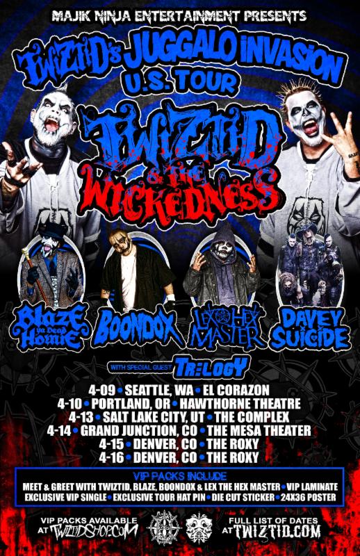 TWIZTID Announces U.S. Leg of 'The Juggalo Invasion' Tour with Blaze Ya Dead Homie, Boondox, Lex The Hex Master, and Davey Suicide