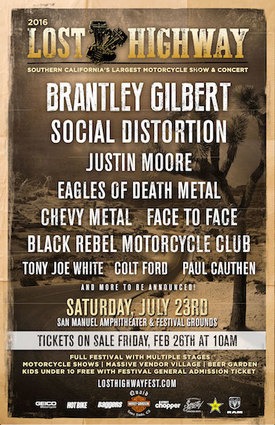 Lost Highway: Brantley Gilbert, Social Distortion, Eagles of Death Metal & More Set For 2nd Annual Motorcycle Show & Concert On July 23