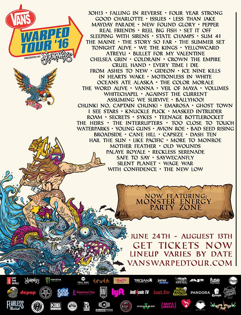 Here Is Your 2016 Vans Warped Tour Presented By Journeys Lineup