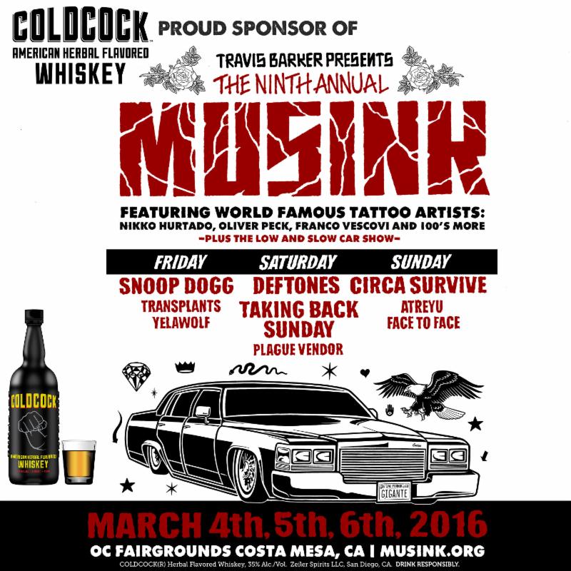 Take Your Shot with COLDCOCK Whiskey! Travis Barker Presents the 9th Annual Musink This Weekend in Costa Mesa, CA