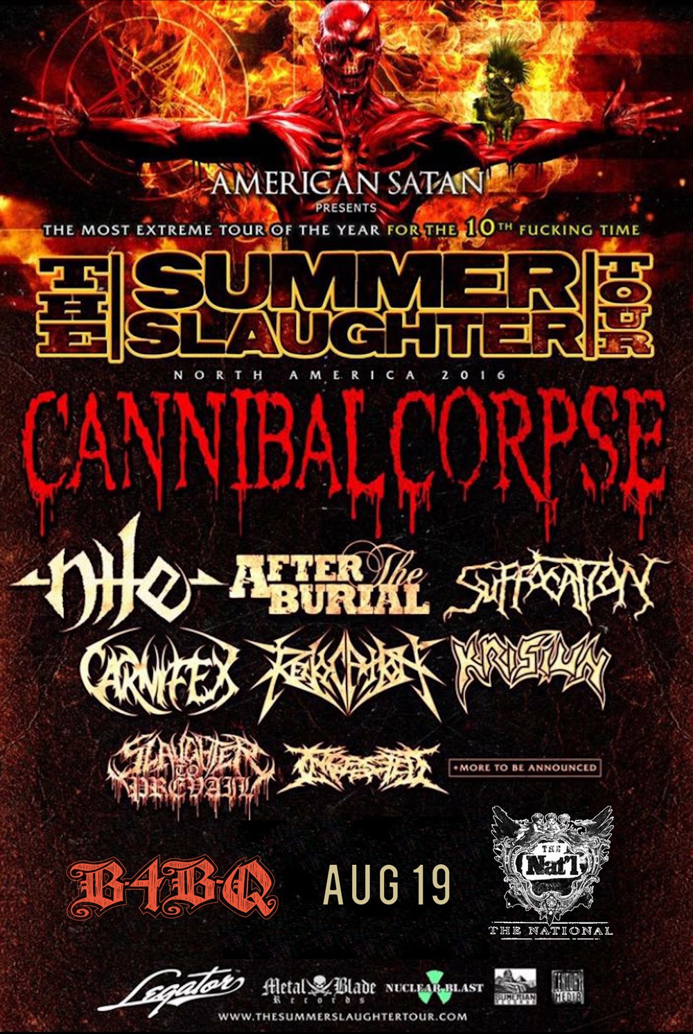 B4BQ Lineup Assaults RVA! Pre-GWAR B-Q show features Cannibal Corpse, Nile, After the Burial