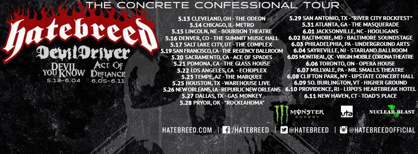 Hatebreed's The Concrete Confessional Tour 6/2/2016