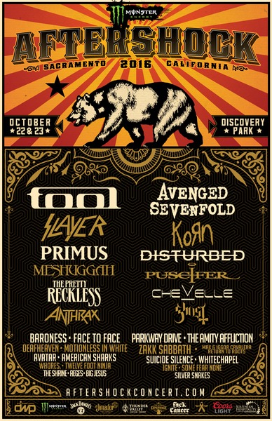 Tool & Avenged Sevenfold Lead Momentous Music Lineup For Fifth Annual Monster Energy AFTERSHOCK, October 22 & 23 In Sacramento, CA