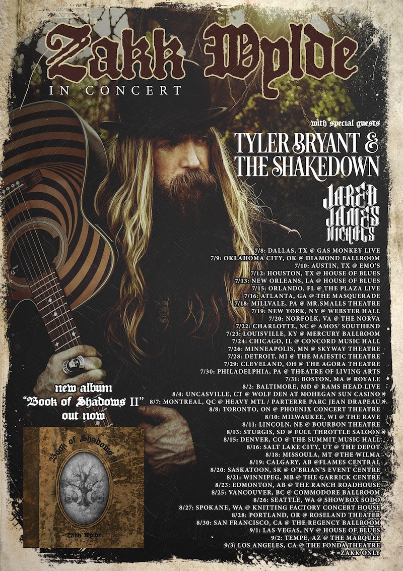 Zakk Wylde “Book of Shadows II” Tour Dates Side Stage Magazine