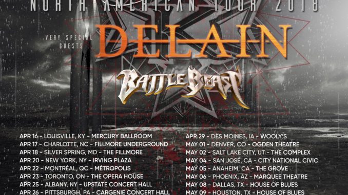 KAMELOT Announces 2018 North American Tour With Special Guests Delain and Battle Beast