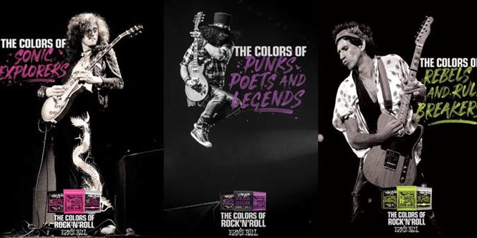 SLASH, JIMMY PAGE, KEITH RICHARDS Spotlighted in Ernie Ball's New Campaign Celebrating THE COLORS OF ROCK 'N' ROLL
