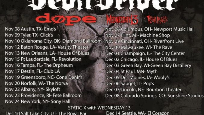 STATIC-X and DEVILDRIVER Announce Second Leg of Co-Headline North American Wisconsin Death Trip 20th Anniversary Tour