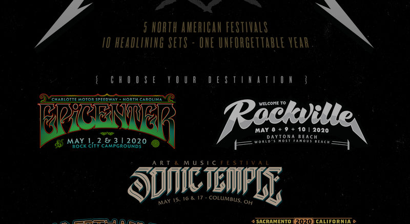 Metallica To Headline All Five Danny Wimmer Presents Hard Rock Festivals In 2020 With 2 Performances & 2 Different Set Lists At Each Event