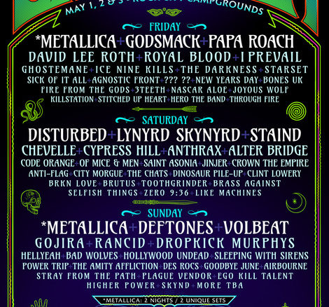 Epicenter 2020: Music Lineup Announced: Metallica, Disturbed, Lynyrd Skynyrd, Deftones, Godsmack, Volbeat, Staind, Papa Roach & Many More May 1-3 At Charlotte Motor Speedway's Rock City Campgrounds