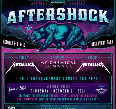 Aftershock Festival Rescheduled To October 7 - 10, 2021; Metallica & My Chemical Romance To Headline; Festival Expands With Addition Of Fourth Night