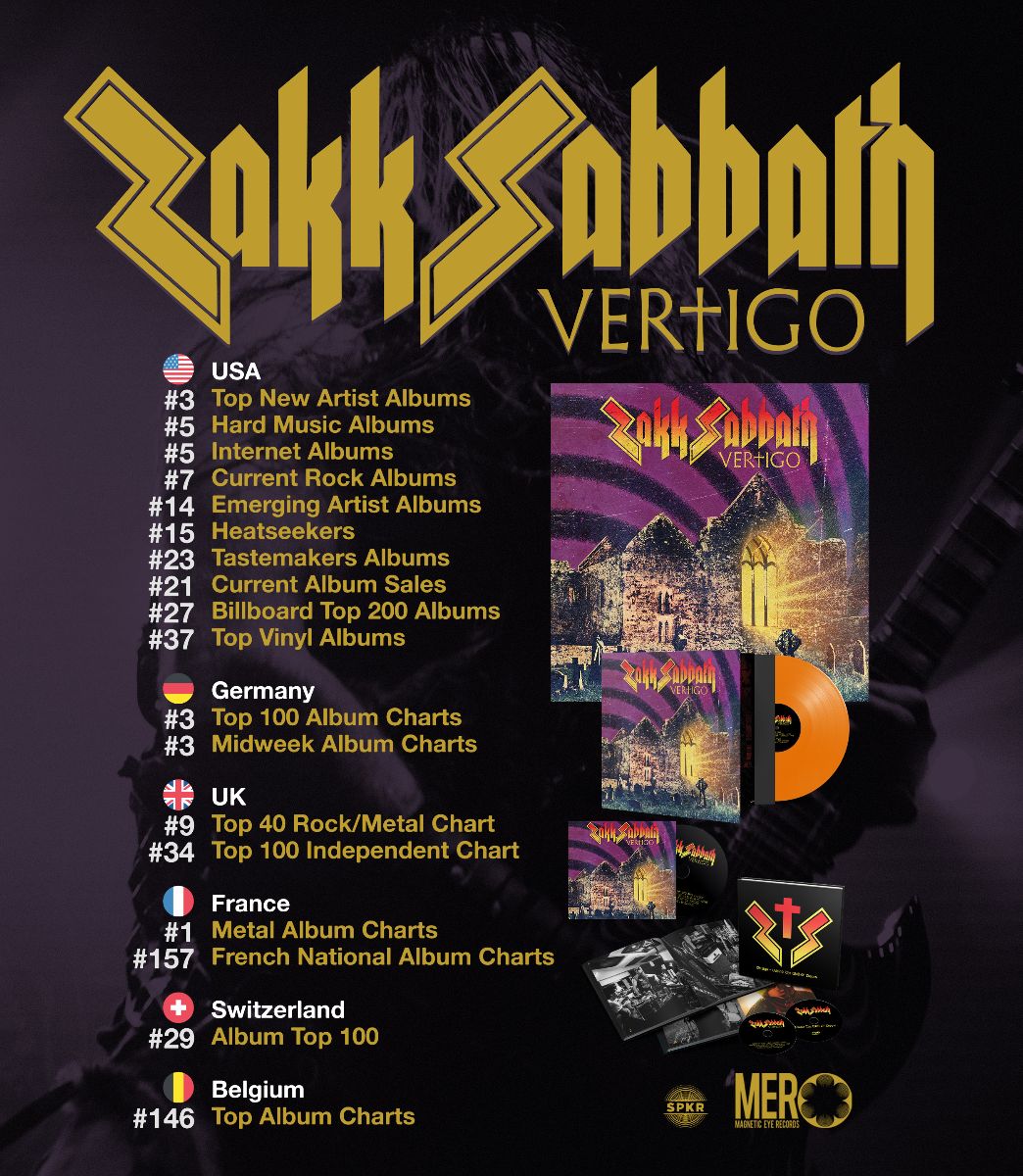 ZAKK SABBATH "Vertigo" Black Sabbath tribute album enters charts
