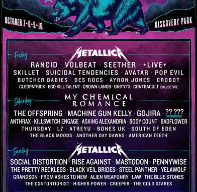 Aftershock 2021 Lineup Announced: Metallica, My Chemical Romance, Rancid, Social Distortion, The Offspring, Machine Gun Kelly, Rise Against, Volbeat & More October 7-10, 2021 In Sacramento, CA; Produced By DWP