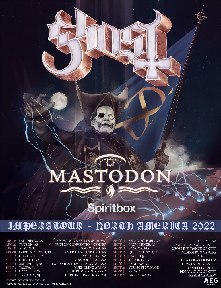 GHOST ANNOUNCE NORTH AMERICAN 2022 TOUR Side Stage Magazine