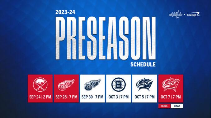Capitals Announce 2023-24 Preseason Schedule