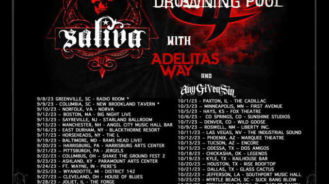 Saliva Releases New Album 'Revelation' on September 8, 2023; Announces SNAFU Le Tour 2023 with Drowning Pool, Adelitas Way and Any Given Sin!
