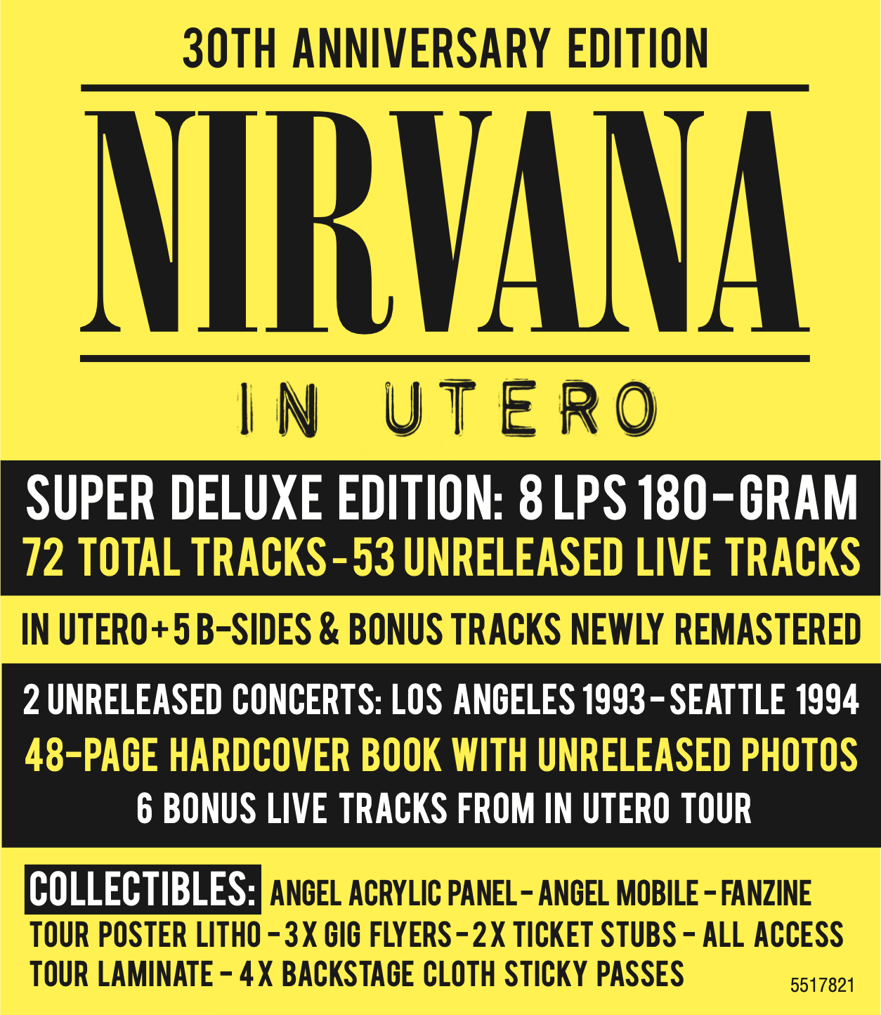 Nirvana NEVERMIND (30TH ANNIVERSARY/SUPER DELUXE/8LP/7INCH) Vinyl Record