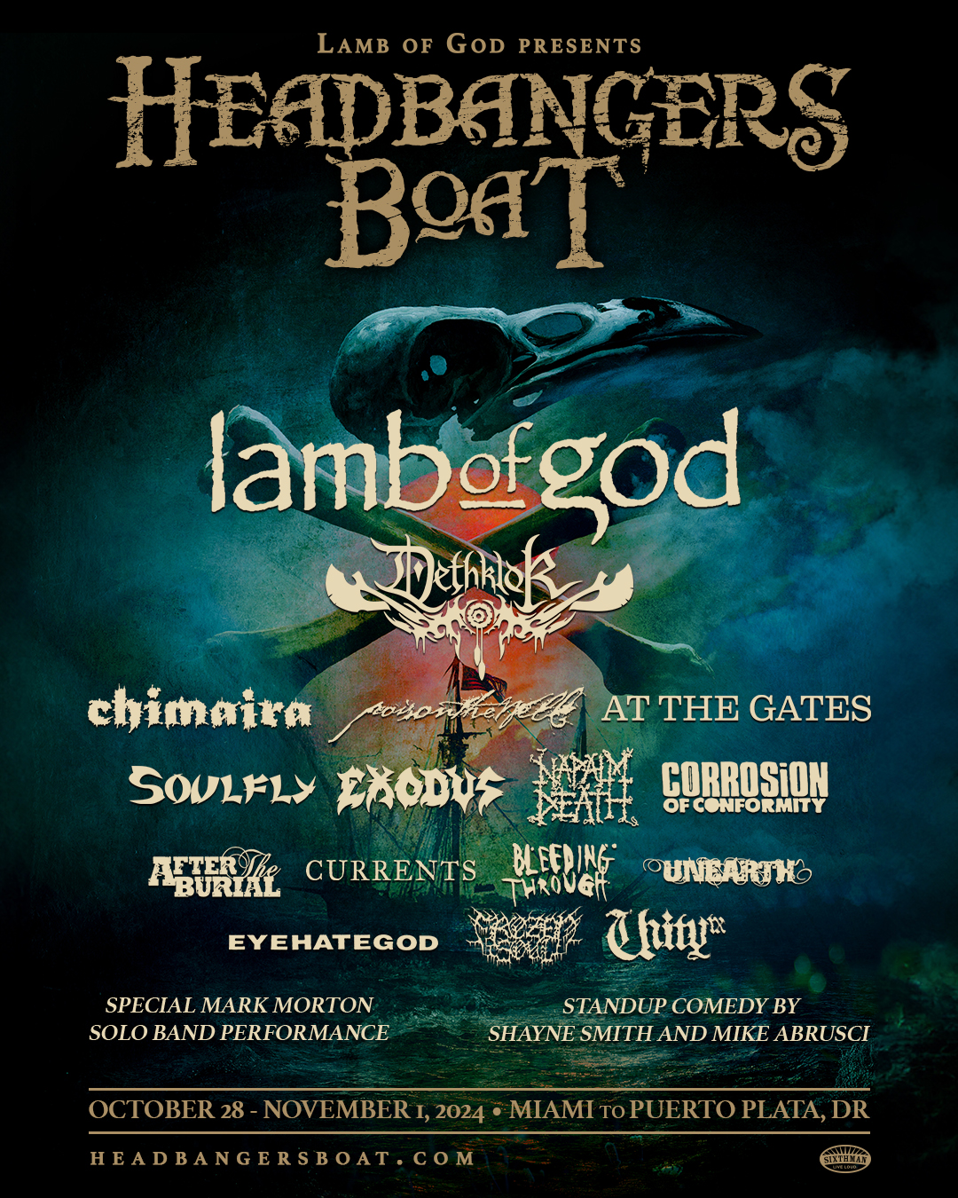 Lamb of God and Sixthman announce "Headbangers Boat 2024" cruise Side